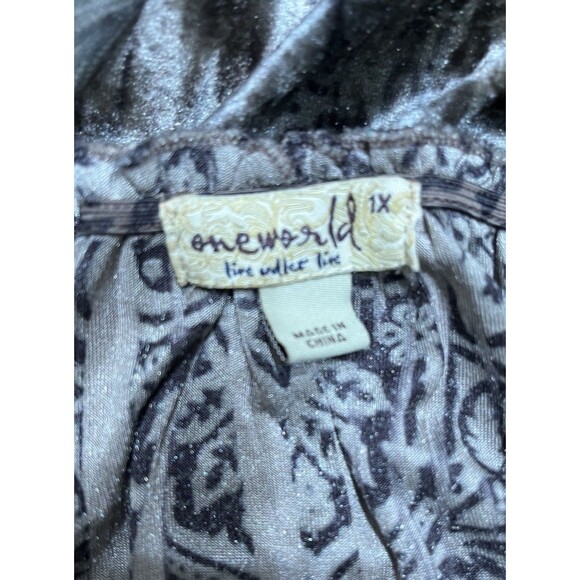 One World Velvet Tunic Top Womens 1X Sequins Festival Whimsigoth Brown - Picture 11 of 14